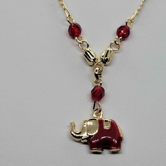 Brand New Brazilian 18k Gold Filled Red Elephant Necklace - Picture 1 of 6